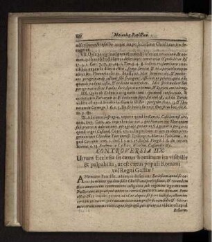 Utrum Ecclesia sit caetus hominum ita visibilis & palpabilis, ut est caetus populi Romani vel Regni Galliae?