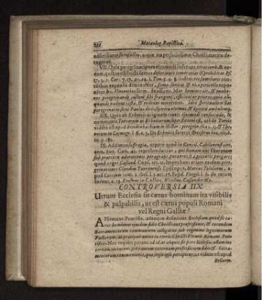 Utrum Ecclesia sit caetus hominum ita visibilis & palpabilis, ut est caetus populi Romani vel Regni Galliae?