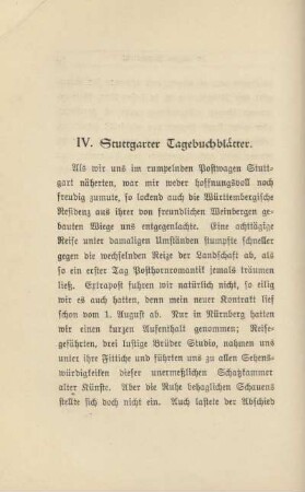 IV. Stuttgarter Tagebuchblätter