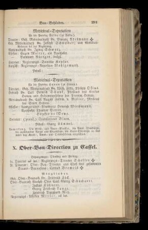 X. Ober=Bau=Direction zu Cassel.