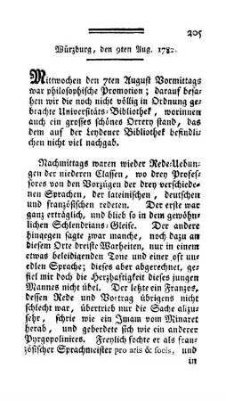 Würzburg, den 9ten Aug. 1782.