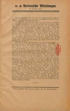 20.1918: Vertrauliche Mitteilungen