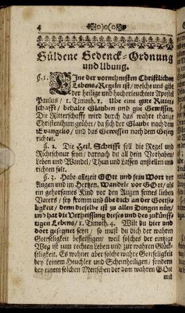 Güldene Gedenck-Ordnung und Ubung