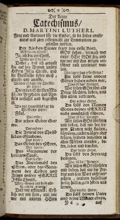 Der kleine Catechismus / Martin Luther