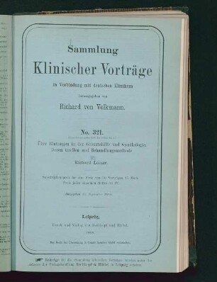 Über Blutungen in der Geburtshilfe und Gynäkologie : deren Quellen und Behandlungsmethoden