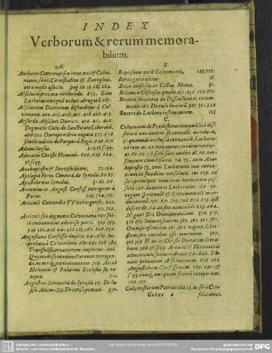 Index Verborum & rerum memorabilium