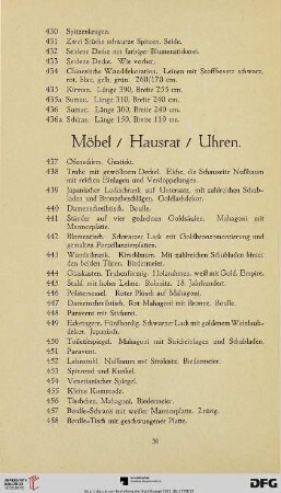 Möbel / Hausrat / Uhren (Nr. 437 - 477)