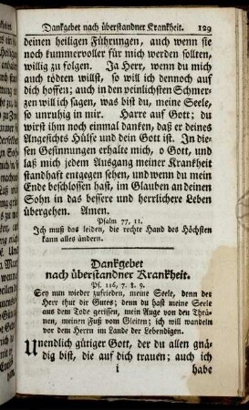 Dankgebet nach überstandner Krankheit. - Gebet bey Sterbenden.
