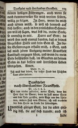 Dankgebet nach überstandner Krankheit. - Gebet bey Sterbenden.