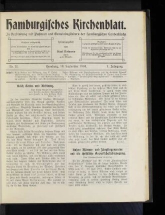 Nr. 25. Hamburg, 18. September 1904. 1. Jahrgang.
