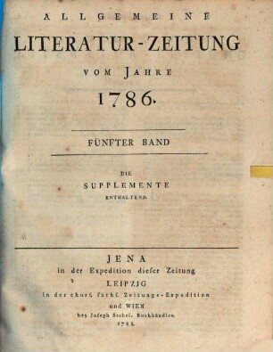 Allgemeine Literatur-Zeitung : ALZ ; auf das Jahr .... 1786,5, 1786, 5