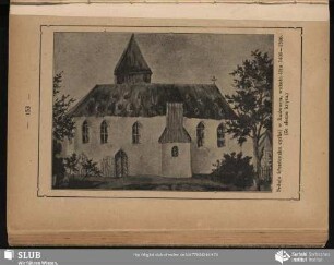Prěnja křesćanska cyrkej w Radworju, wokoło lěta 1400-1500. (Ze słomu kryta)