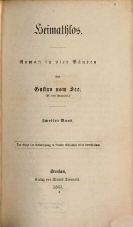 Heimathlos : Roman in vier Bänden, 2