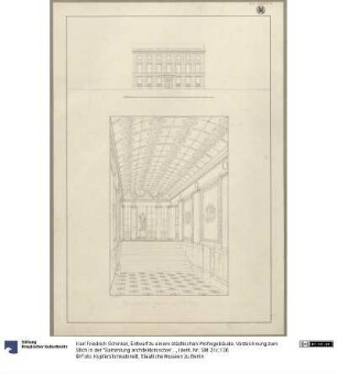 Entwurf zu einem städtischen Wohngebäude. Vorzeichnung zum Stich in der "Sammlung architektonischer Entwürfe", Heft 9, Tafel 58, 1826