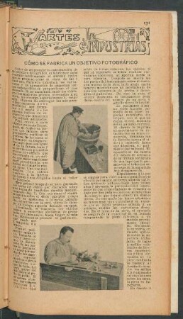 Cómo se fabrica un objetivo fotográfico : Artes e industrías