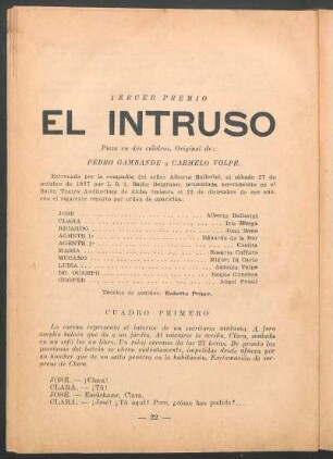 El intruso : pieza en dos cuadros, original