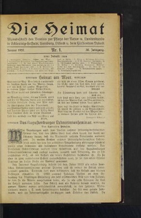 Januar 1920. Nr. 1. 30. Jahrgang.