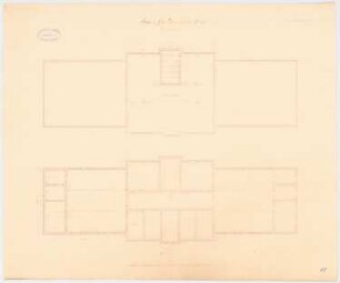 Provinzial-Irrenanstalt, Conradstein Haus für Unruhige III. Klasse - Männerseite: Grundriss Obergeschoss, Dachgeschoss 1:100