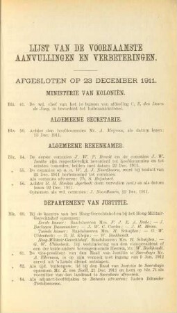 Lijst van de Voornaamste Verbeteringen en Aanvullingen