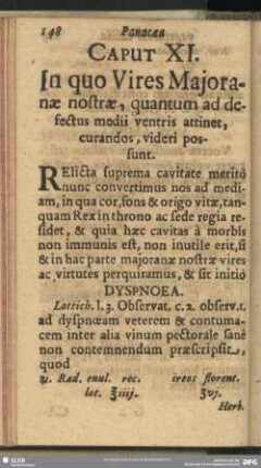 Caput XI. In quo Vires Maioranae nostrae, quantum ad defectus medii ventris attinet, curandos, videri possunt