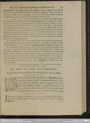 Disputatio XIII. De Inofficioso Testamento