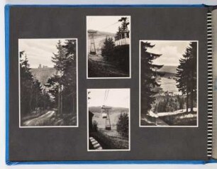 Albumseite mit vier Fotografien : Album mit Fotografien Erich Hellers von einem Betriebsausflug 1960 nach Annaberg. Kunstledereinband mit Spiralbindung,geprägt, z. T. Goldprägung; 23 x 31 x 2 cm (23 x 31 x 2 cm). Dresden: SLUB/DF 2017.D.45