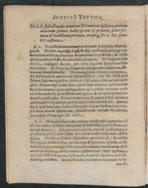Sectio I. Thetica.