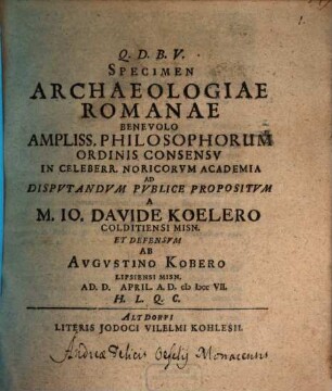 Specimen Archaeologiae Romanae