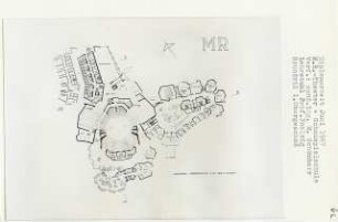 Max Reinhardt Theater und Schauspielschule, Berlin-Tiergarten (Diplomarbeit bei Peter Poelzig): Grundriss 1. Obergeschoss (2. Obergeschoss des Garderobenflügels)