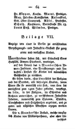 Beilage VII.