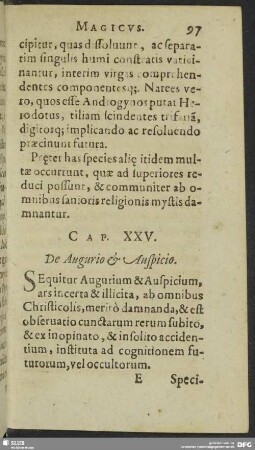 Cap. XXV. De Augurio & Auspicio