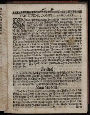 Duce Fide, Comite Veritate
