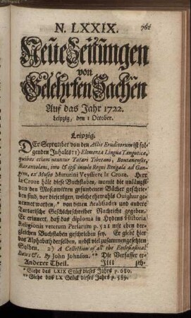 N. LXXIX. Leipzig, den 1 October. - N. LXXXVII. Leipzig, den 29 October.