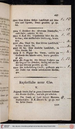 Kupferstiche unter Glas (Nr. 5911-5944)