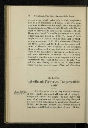 12. Kapitel. Unbestimmte Fürwörter. Das persönliche Passiv.