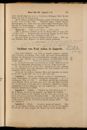 Nachlass von Paul Anton de Lagarde. [Cod. Ms. Lagarde 1 - Cod. Ms. Lagarde 149]