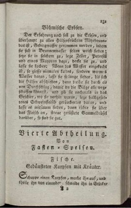 Vierte Abtheilung. Von Fasten-Speisen.