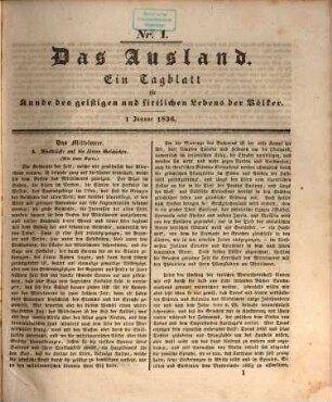 Das Ausland : Wochenschrift für Erd- und Völkerkunde. 9. 1836