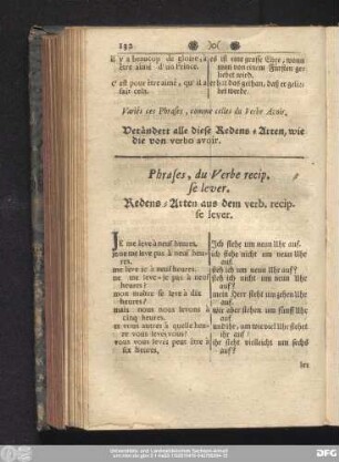 Phrases, du Verbe recip. se lever. Redens-Arten aus em verb. recip. se lever.