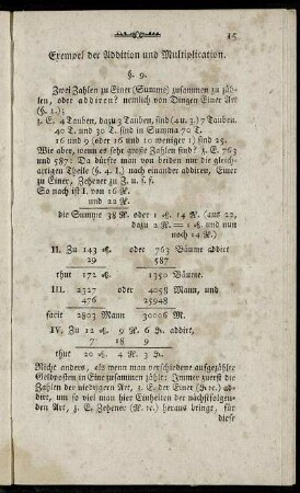 Exempel der Addition und Multiplication. §. 9. - §. 10.