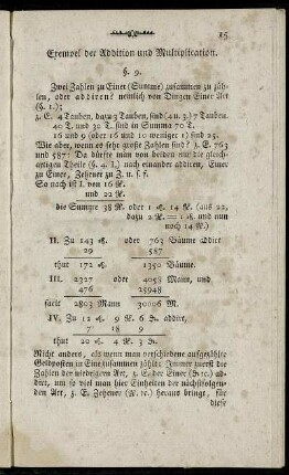 Exempel der Addition und Multiplication. §. 9. - §. 10.