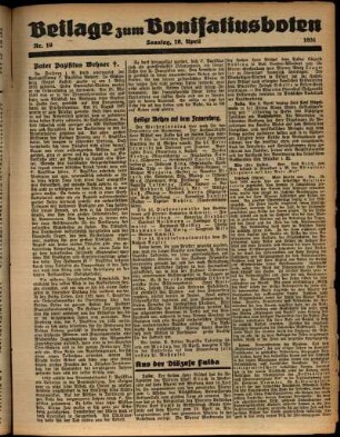 Zweite Ausgabe vom Sonntag, den 19. April 1931.