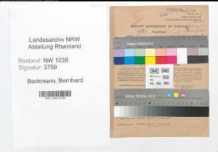 Entnazifizierung Bernhard Backmann , geb. 17.09.1902 (Prokurist)