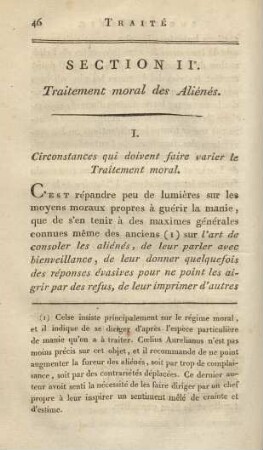 Section IIe : Traitement moral de Aliénés