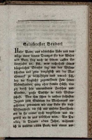 Geliebtester Bruder!