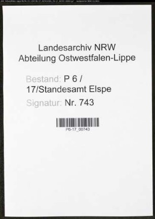 Heiratsregister Standesamt Elspe