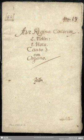 Ave regina coelorum - Mus.3158-E-7 : S, strings, bc - g