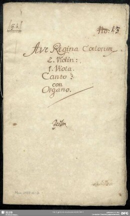 Ave regina coelorum - Mus.3158-E-7 : S, strings, bc - g