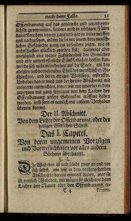 Der II. Abschnitt. Von dem Lichte der Offenbarung, oder der heiligen Göttlichen Schrift.