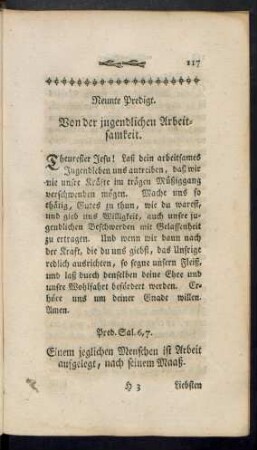 Neunte Predigt. Von der jugendlichen Arbeitsamtkeit.